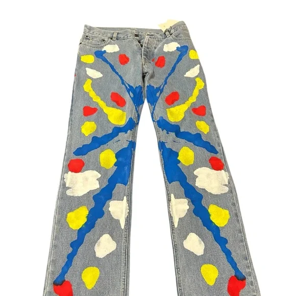 Designer Mirco Gaspari Hand Painted Jeans - Picture 2 of 9
